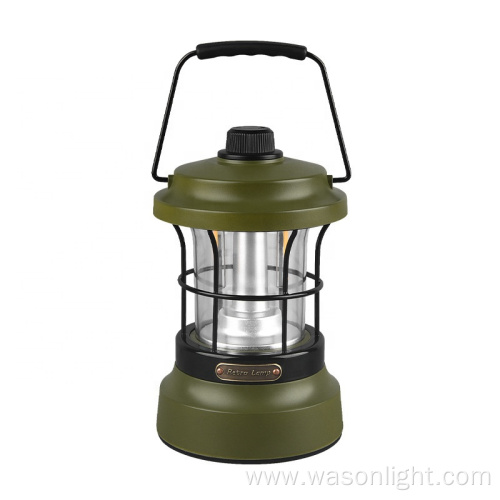 Wason 2023 New Arrival Waterproof Outdoor Vintage Camping Lantern Stepless Dimming USB-C Rechargeable Camping Light OEM Color